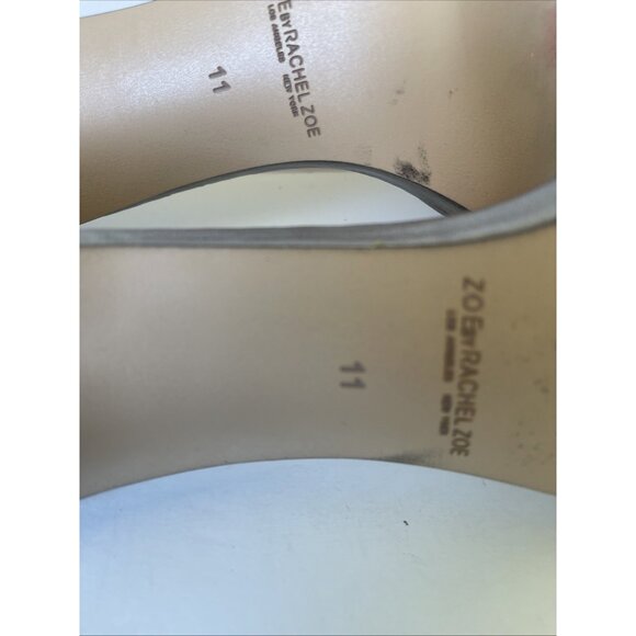 Rachel Zoe Ella Silver Leather Strappy Heeled Sandals Size 11M NWOB Metallic Ope - Picture 8 of 9